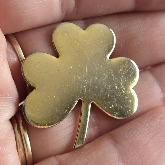 Vintage shamrock brooch pin celtic irish st Patrick's Day gold filled ireland - Picture 2 of 12